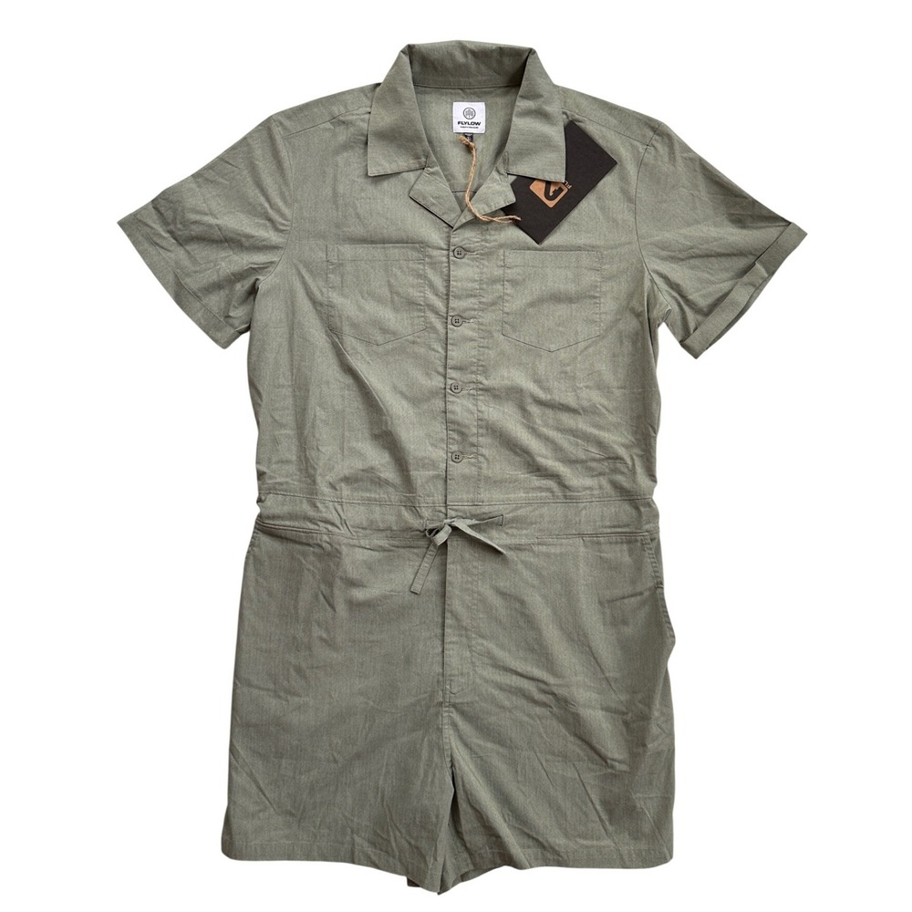 Flylow Around Town Romper Women L Boa Green NWT Short Sleeve Utility Jumpsuit
